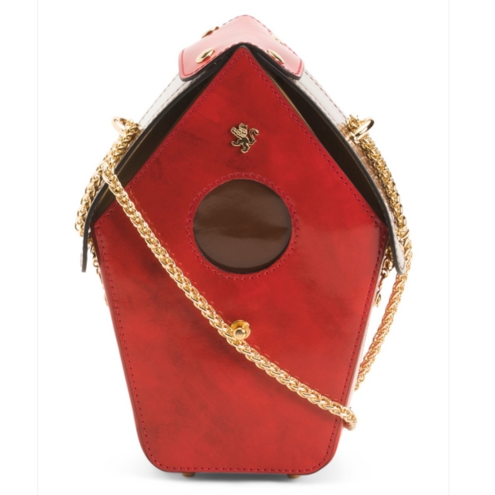 PRATESI Red Designer Women's Bag with Gold Chain
